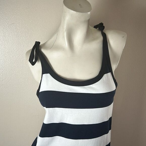 Womens ZARA stripped tank dress size medium cotton midi summer lounge sleeveless - Picture 3 of 7